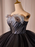 Niulatu Gown Black Tulle Long Prom Gown Sweet 16 Dresses HZ1110
