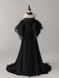 Niulatu A- Line Tulle Long Prom Dress Long Formal Dress HZ1110