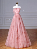 Niulatu Pink Tulle Long Prom Dress HZ1110