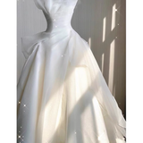 Niulatu Ball Gown Strapless White Tulle Wedding Dresses HZ1110
