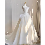 Niulatu Ball Gown Strapless White Tulle Wedding Dresses HZ1110
