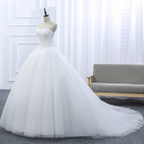 Niulatu Ball Gown Strapless White Tulle Long Wedding Dresses HZ1110