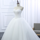 Niulatu Ball Gown Strapless White Tulle Long Wedding Dresses HZ1110
