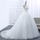 Niulatu Ball Gown Strapless White Tulle Long Wedding Dresses HZ1110