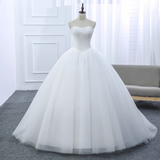 Niulatu Ball Gown Strapless White Tulle Long Wedding Dresses HZ1110