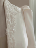 Niulatu Ball Gown V neckline White Satin Long Wedding Dresses HZ1110