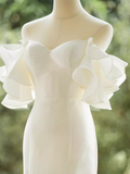 Niulatu Gown Strapless White Satin Long Wedding Dresses HZ1110