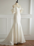 Niulatu Gown Strapless White Satin Long Wedding Dresses HZ1110