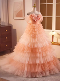 Niulatu Ball Gown Short Sleeves Ruffles Sweet 16 Dresses HZ1110
