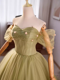 Niulatu Ball Gown Short Sleeves Green Sweet 16 Dresses HZ1110