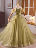 Niulatu Ball Gown Short Sleeves Green Sweet 16 Dresses HZ1110