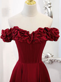 Niulatu Off Shoulder Satin Long Prom Dress Satin Evening Dress HZ1007