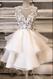 Niulatu tulle lace short prom dress white tulle lace homecoming dress HZ0113