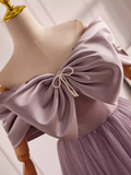 Niulatu A line Off The Shoulder Tulle Long Lilac Prom Dress HZ1110