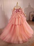 Niulatu Ball Gown Sweetheart Pink Tulle Sweet 16 Dresses HZ1110