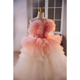 Niulatu Ball Gown Strapless Ombre Pink Tulle Florwers Sweet 16 Dresses HZ1110