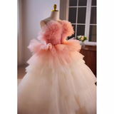 Niulatu Ball Gown Strapless Ombre Pink Tulle Florwers Sweet 16 Dresses HZ1110