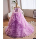 Niulatu Ball Gown Strapless Lilac Tulle Ruffles Sweet 16 Dresses HZ1110