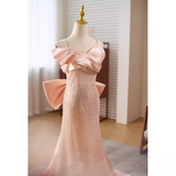 Niulatu Mermaid Straps Satin Long Pink Prom Dress HZ1110
