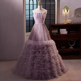 Niulatu Ball Gown Strapless Lilac Tulle Beads Ruffles Sweet 16 Dresses HZ1110