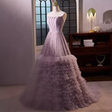 Niulatu Ball Gown Strapless Lilac Tulle Beads Ruffles Sweet 16 Dresses HZ1110
