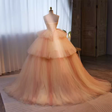 Niulatu Ball Gown Strapless Tulle Pink Sweet 16 Dresses HZ1110