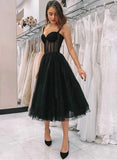 Niulatu Black Tulle Sweetheart Short Prom Dress, Party Dress HZ0113