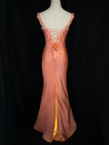 Niulatu Satin Flowers Long Mermaid Evening Dress Formal Prom Dress HZ1007