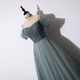 Niulatu tulle long A line prom dress, evening dress HZ0113