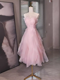 Niulatu A Line Sleeveless Pink Floral Prom Dress HZ1110
