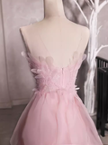Niulatu A Line Sleeveless Pink Floral Prom Dress HZ1110
