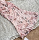 Cute Mermaid Spaghetti Straps Pink Floral Long Summer Dress For Women HZ1214