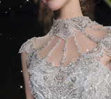 Niulatu Mermaid Strapless Neckline Sequin White Tulle Wedding Dresses SD1753