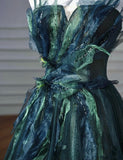 Niulatu A line Dark Green Tulle Long Prom Dress HZ1110
