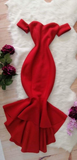 Niulatu Neckline Red Mermaid Prom Dress Red Evening Dress HZ1007