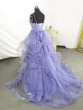 Niulatu Ball Gown Straps Long Lace Lilac Prom Dress HZ1110