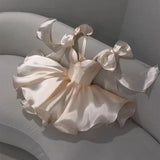 Niulatu A line Satin Straps Short White Homecoming Dress 20th Birthday Outfits HZ1110