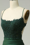 Niulatu Mermaid Straps Dark Green Long Lace Prom Dress HZ1110