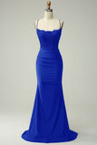 Niulatu Mermaid Straps Dark Green Long Lace Prom Dress HZ1110