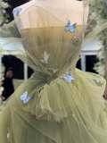 Niulatu A-Line Tulle Sage Green Long Prom Dress HZ1110