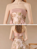 Niulatu A-Line Satin Tea Length Pink Prom Dress HZ1110