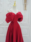 Niulatu A-Line Off Shoulder Satin Long Prom Dress HZ1110