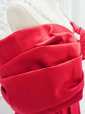Niulatu A-Line Off Shoulder Satin Long Prom Dress HZ1110