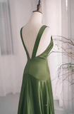 Niulatu Satin V-Neckline Low Back Prom Dress HZ1110