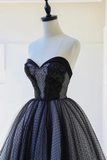 Niulatu Black Strapless Tulle Lace Long Prom Dress HZ1110