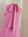 Niulatu A line High Neckline Pink Satin Short Homecoming Dresses Birthday Outfits SD368