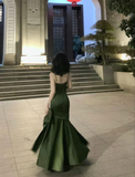 Niulatu Mermaid Sleeveless Green Long Prom Dresses HZ1110