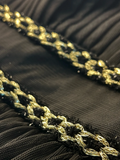 Niulatu Black Tulle Gold Silk Feathers A Line Prom Dress Formal Evening Dress HZ1007