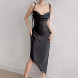 Niulatu Sheath Spaghetti Straps Floor Length Ruffles Prom Dresses SD1353