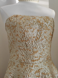 Niulatu Ball Gown Strapless Travel Vacation Dresses Short Satin Gold Birthday Dress SD321